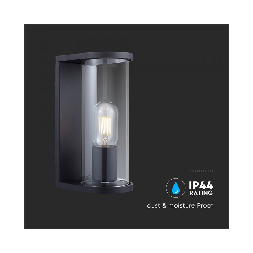 Outdoor wall light 1x E27/60W/230V IP44, black with smoked glass