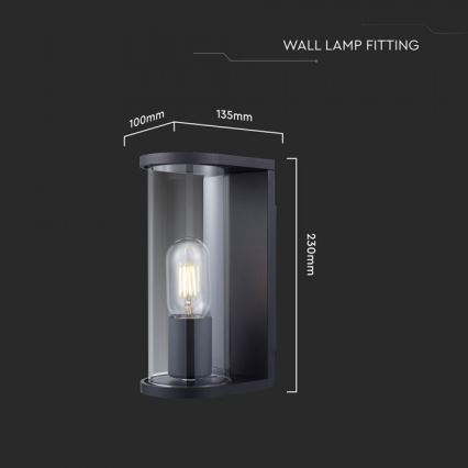 Outdoor wall light 1x E27/60W/230V IP44, black with smoked glass