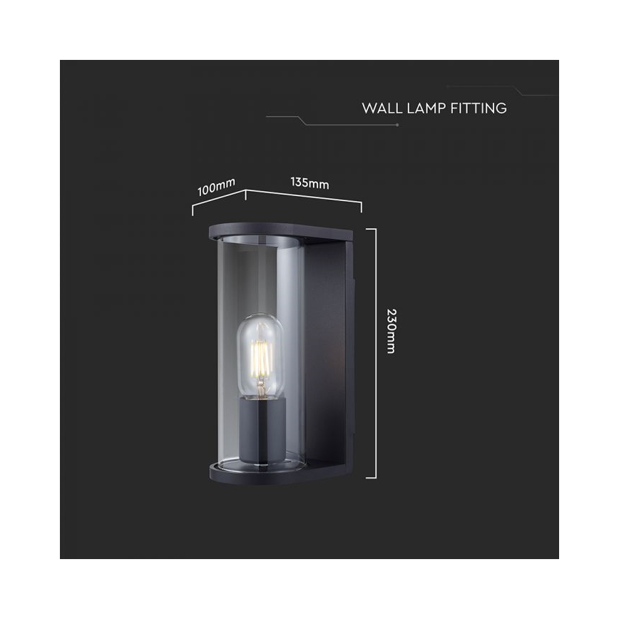 Outdoor wall light 1x E27/60W/230V IP44, black with smoked glass