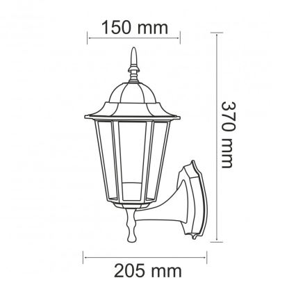Outdoor wall light 1xE27/20W/230V IP43 black