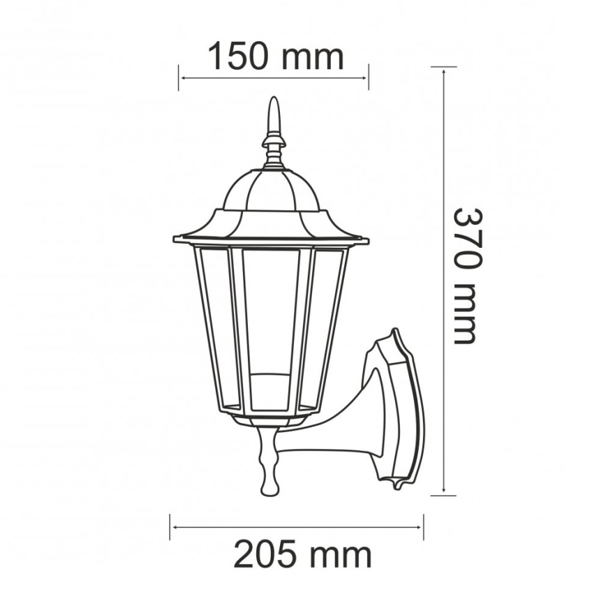 Outdoor wall light 1xE27/20W/230V IP43 black