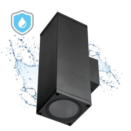 Outdoor wall light 2xGU10/35W/230V IP54 angular black
