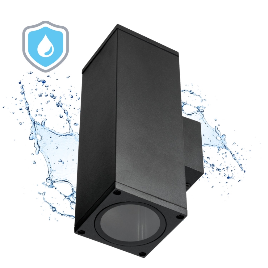 Outdoor wall light 2xGU10/35W/230V IP54 angular black