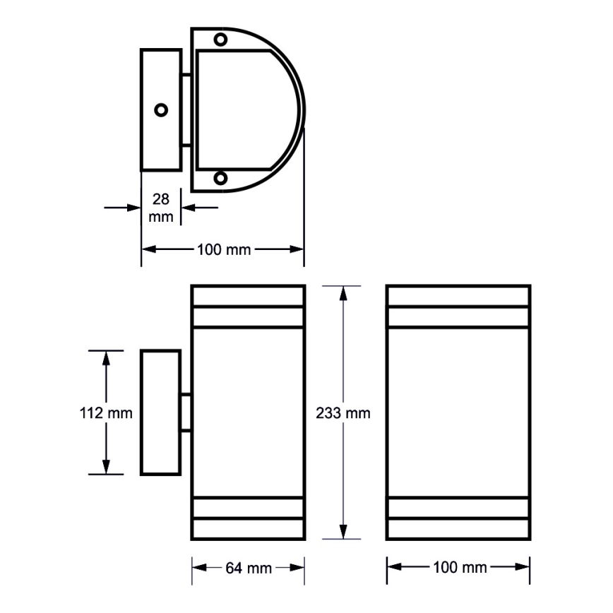 Outdoor Wall Light KORTEK 2×GU10/30W/230V IP44 Black