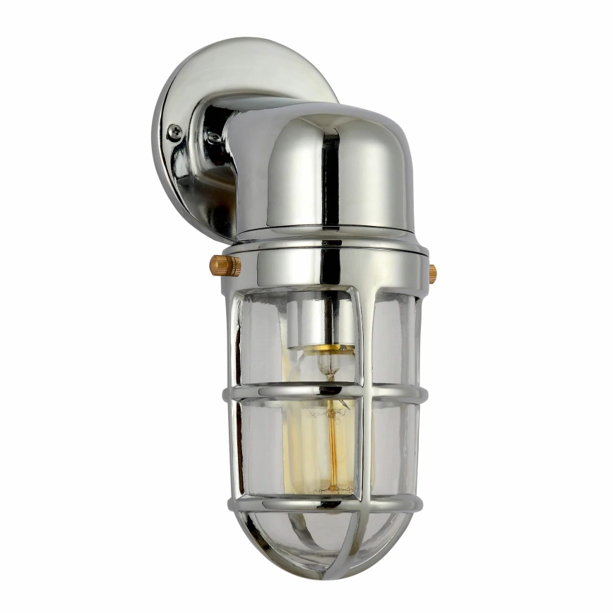 Outdoor wall light LUND 1xE27/12W/230V IP44 shiny chrome