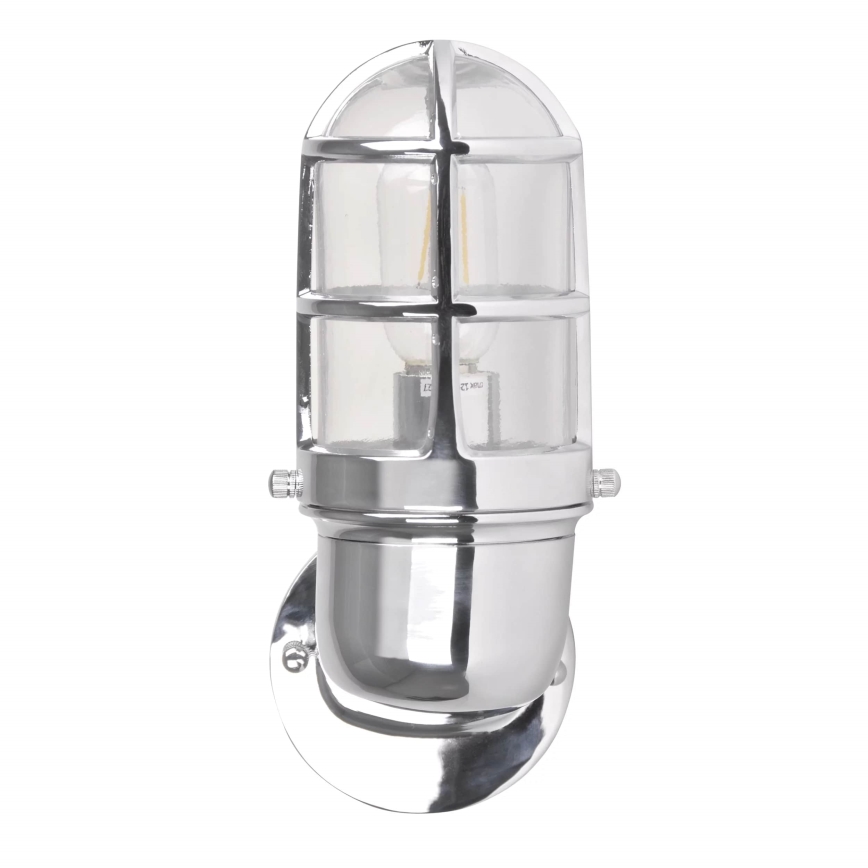Outdoor wall light LUND 1xE27/12W/230V IP44 shiny chrome
