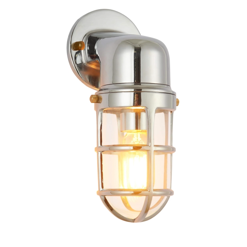 Outdoor wall light LUND 1xE27/12W/230V IP44 shiny chrome