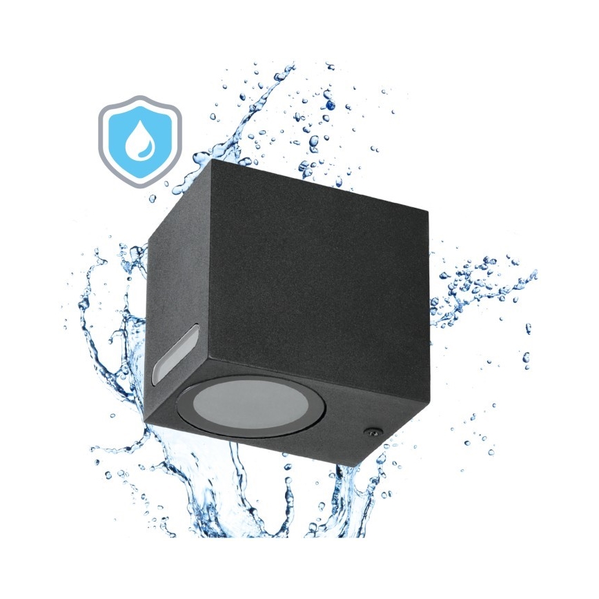 Outdoor wall light QUERK 1xGU10/35W/230V IP54 8 cm black