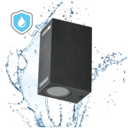 Outdoor wall light QUERK 2xGU10/35W/230V IP54 15 cm black