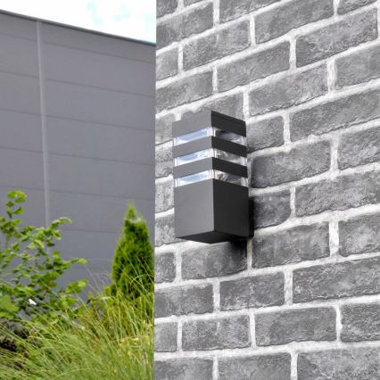 Outdoor wall light TEKSAS 1xE27/12W/230V IP44 graphite