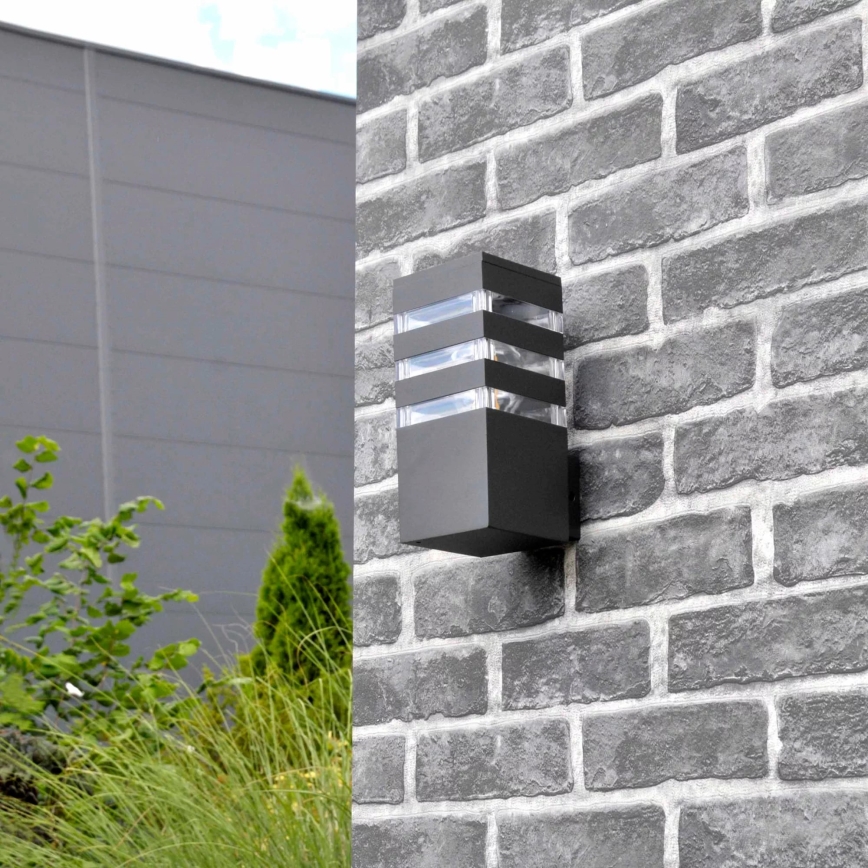 Outdoor wall light TEKSAS 1xE27/12W/230V IP44 graphite