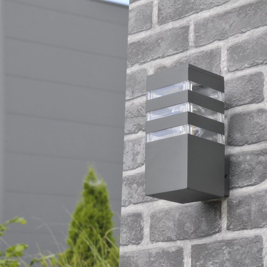 Outdoor wall light TEKSAS 1xE27/12W/230V IP44 graphite