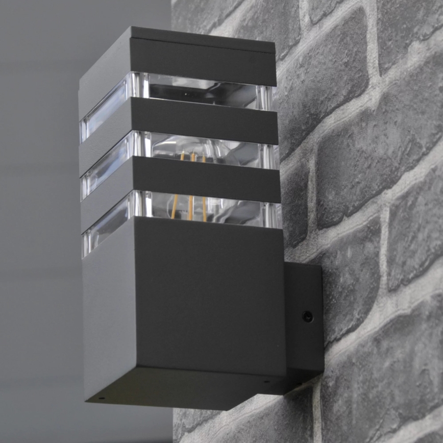 Outdoor wall light TEKSAS 1xE27/12W/230V IP44 graphite