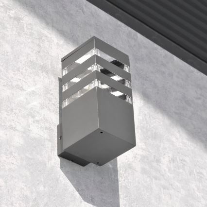 Outdoor wall light TEKSAS 1xE27/12W/230V IP44 graphite