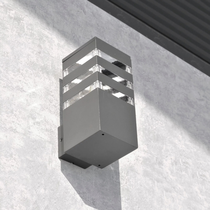 Outdoor wall light TEKSAS 1xE27/12W/230V IP44 graphite