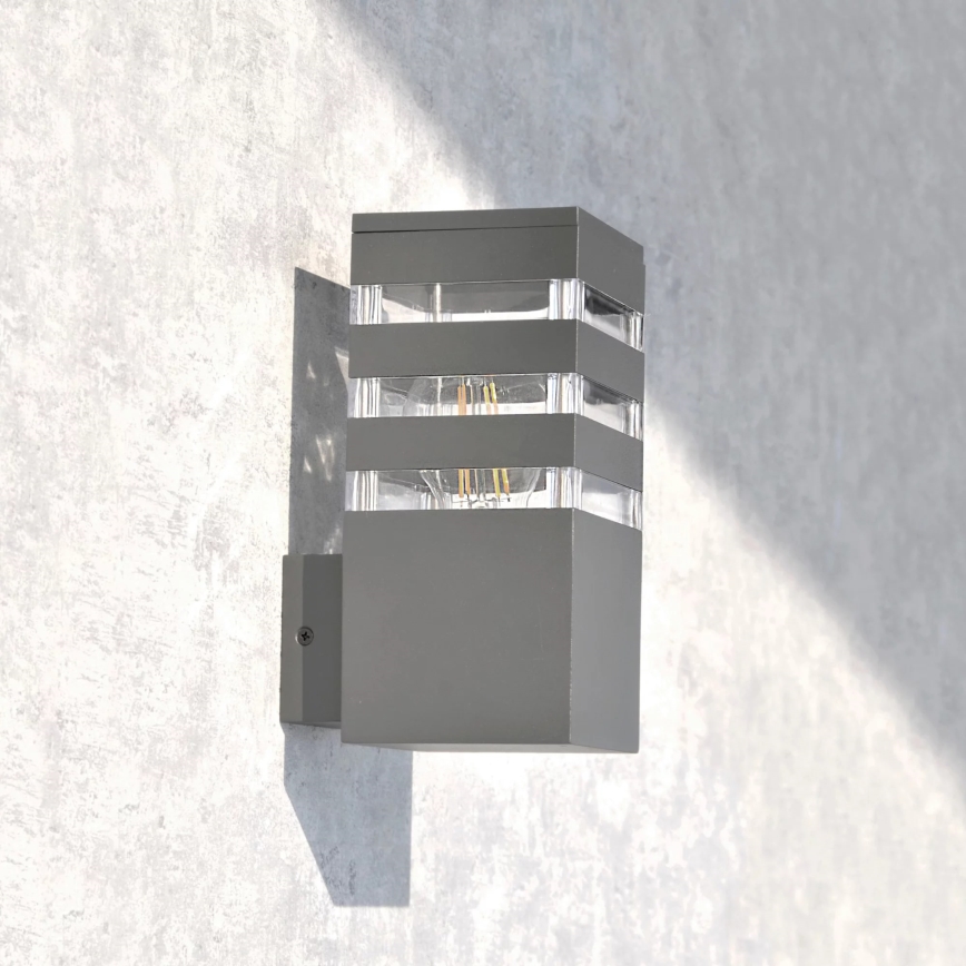 Outdoor wall light TEKSAS 1xE27/12W/230V IP44 graphite