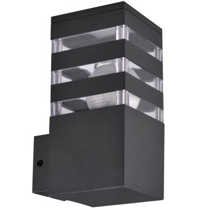 Outdoor wall light TEKSAS 1xE27/12W/230V IP44 graphite
