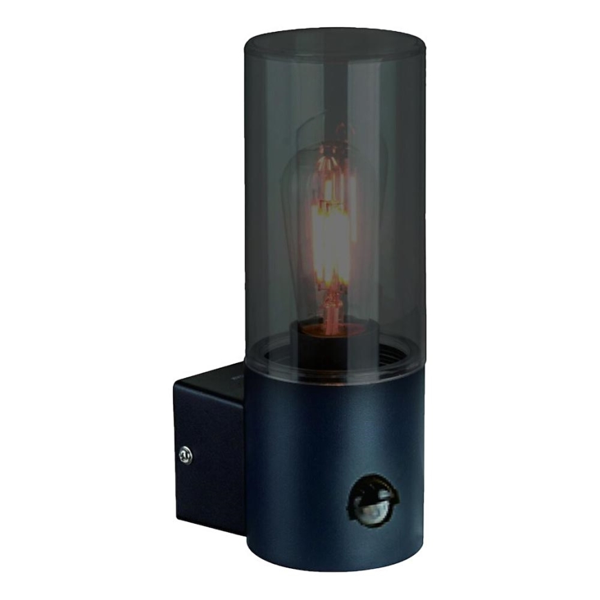 Outdoor wall light with a motion sensor HARLEM 1xE27/60W/230V IP44 black