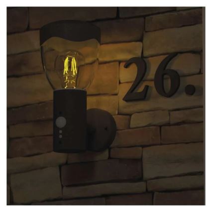 Outdoor wall light with a sensor ARTEO 1xE27/15W/230V IP44
