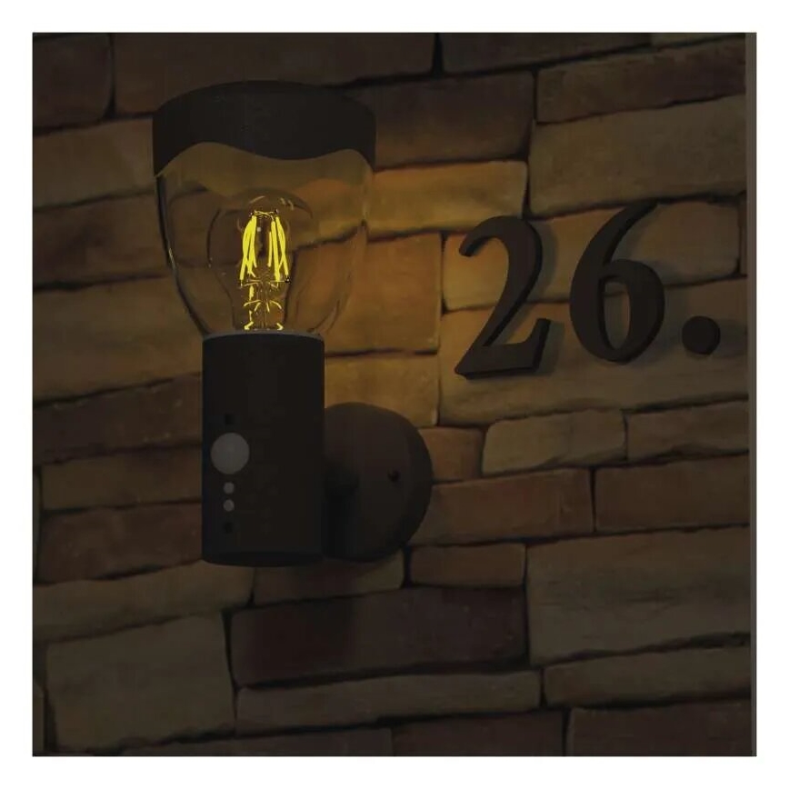 Outdoor wall light with a sensor ARTEO 1xE27/15W/230V IP44