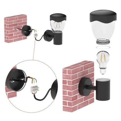 Outdoor wall light with a sensor ARTEO 1xE27/15W/230V IP44