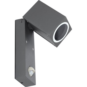 Outdoor wall light with a sensor QUAZAR 1xGU10/35W/230V IP44 grey