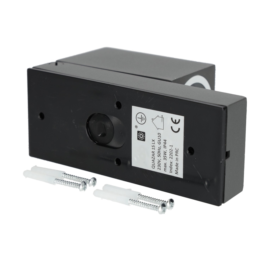 Outdoor wall light with a sensor QUAZAR 1xGU10/35W/230V IP44 grey