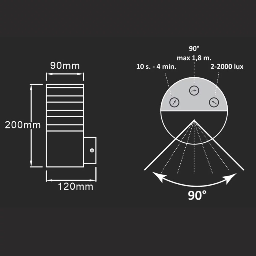 Outdoor wall light with a sensor TEKSAS 1xE27/12W/230V IP44 graphite