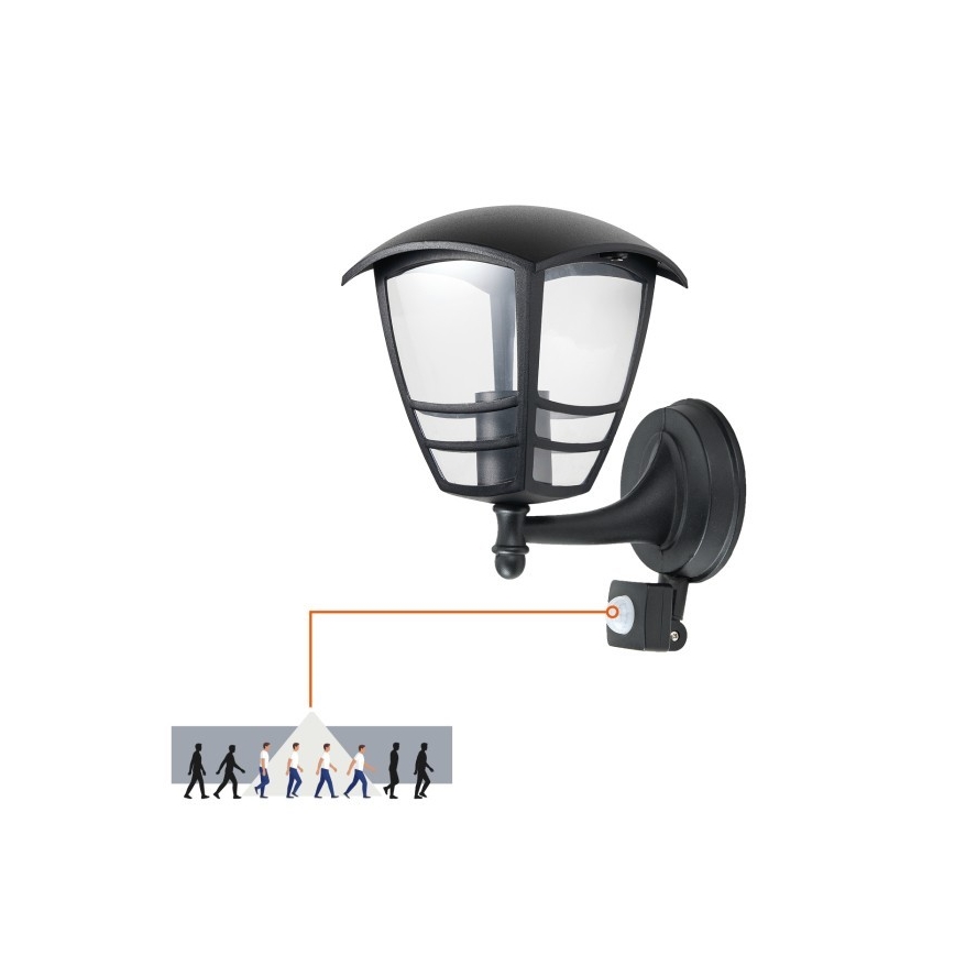 Outdoor wall light with a sensor TEVIO 1xE27/60W/230V IP54 black