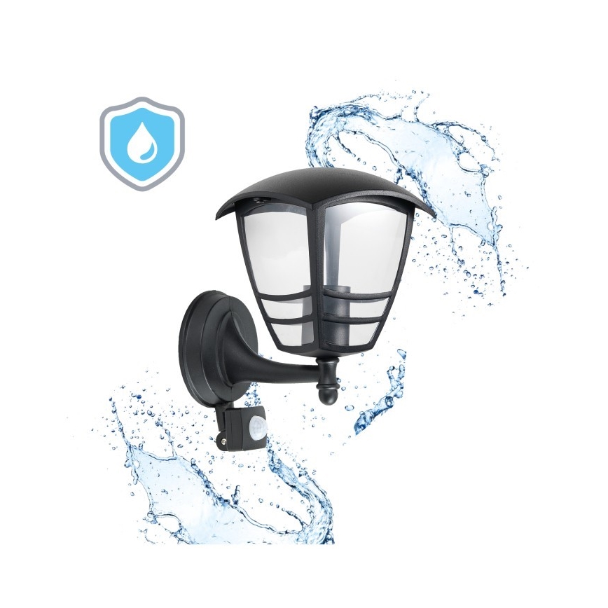 Outdoor wall light with a sensor TEVIO 1xE27/60W/230V IP54 black