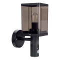 Outdoor wall light with motion and dusk sensor 1xE27/60W/230V IP44 black/smoke brown