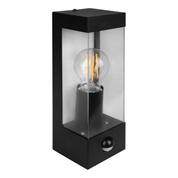 Outdoor Wall Light with Motion and Dusk Sensor, 1× E27/15W/230V, IP44, Black