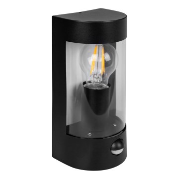 Outdoor wall light with motion sensor, 1x E27 (max. 15 W), 230 V, IP44, black