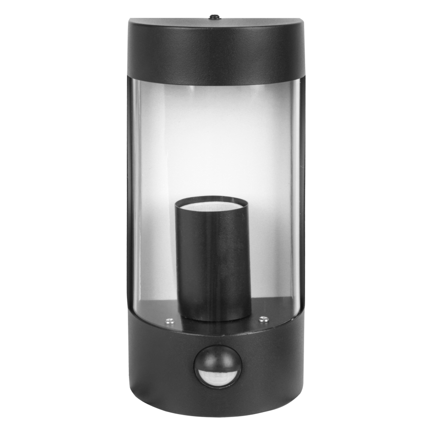Outdoor wall light with motion sensor, 1x E27 (max. 15 W), 230 V, IP44, black