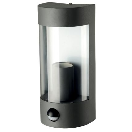 Outdoor wall light with motion sensor, 1x E27 (max. 15 W), 230 V, IP44, black