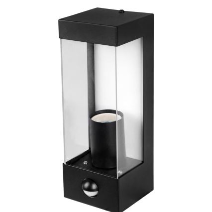 Outdoor Wall Light with Motion and Dusk Sensor, 1× E27/15W/230V, IP44, Black