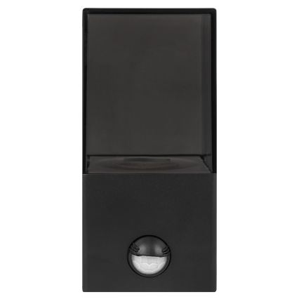 Outdoor wall light with motion and dusk sensor, 1xE27/40W/230V, IP44, black/smoked
