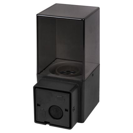Outdoor wall light with motion and dusk sensor, 1xE27/40W/230V, IP44, black/smoked