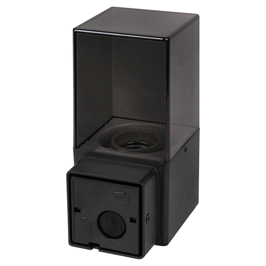 Outdoor wall light with motion and dusk sensor, 1xE27/40W/230V, IP44, black/smoked