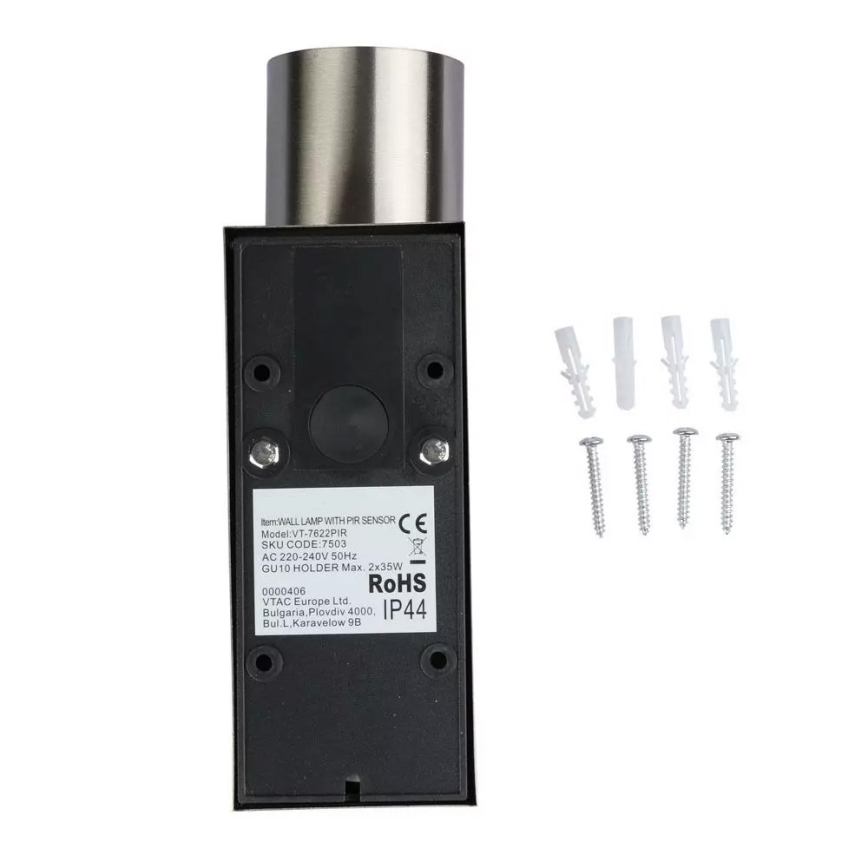Outdoor wall light with sensor 2xGU10/35W/230V IP44