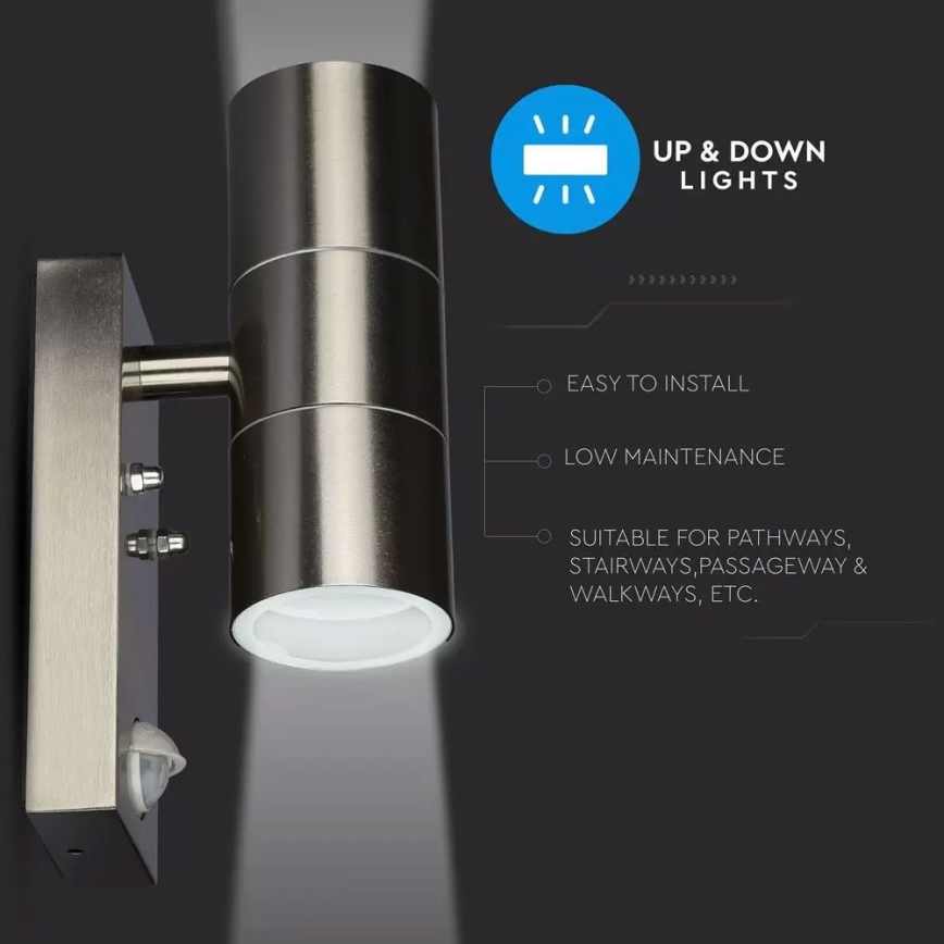 Outdoor wall light with sensor 2xGU10/35W/230V IP44