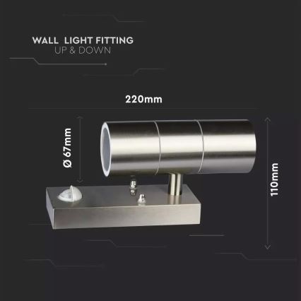 Outdoor wall light with sensor 2xGU10/35W/230V IP44