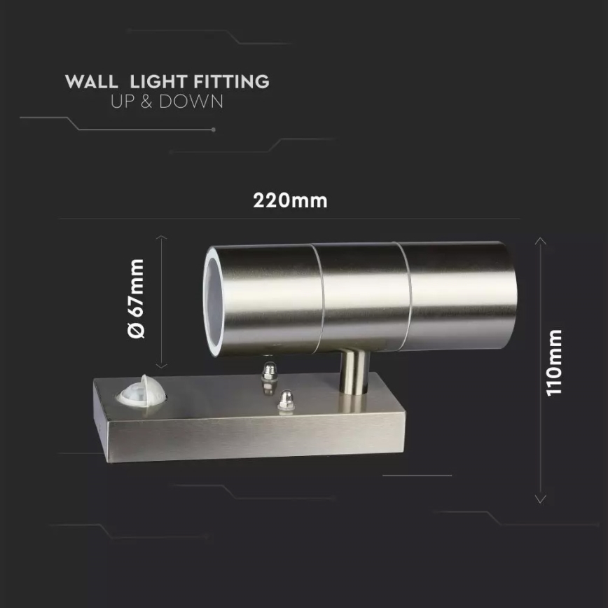 Outdoor wall light with sensor 2xGU10/35W/230V IP44