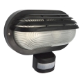 Outdoor wall light with sensor ORIKO 1xE27/15W/230V IP54 black