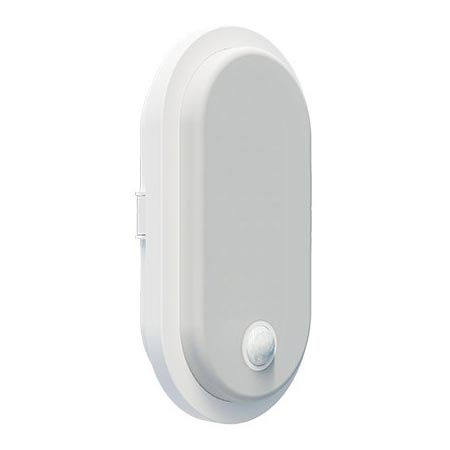 OVAL LED Outdoor Wall Light with Motion and Twilight Sensor, 10W/230V, IP65, White