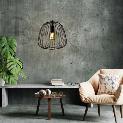 OVELLA cable-hung pendant lamp 1xE27/15W/230V Ø 36 cm, black