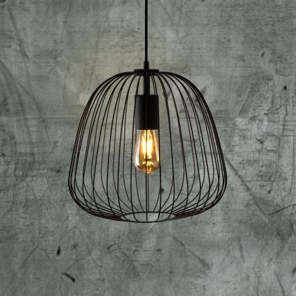 OVELLA cable-hung pendant lamp 1xE27/15W/230V Ø 36 cm, black