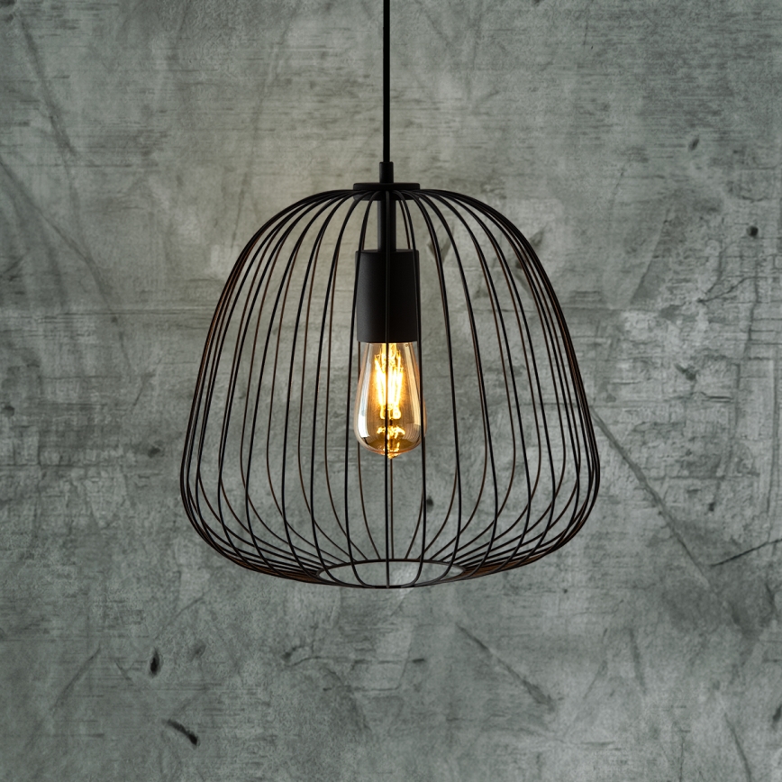 OVELLA cable-hung pendant lamp 1xE27/15W/230V Ø 36 cm, black