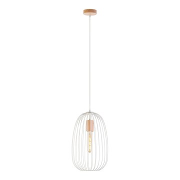 OVELLA Cable Pendant Lamp 1xE27/15W/230V Ø 25 cm Cream/Pine