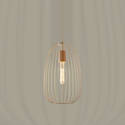 OVELLA Cable Pendant Lamp 1xE27/15W/230V Ø 25 cm Cream/Pine